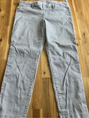 Old Navy Pixie Pants Size 8 Blue White Striped Skinny Ankle Stretch